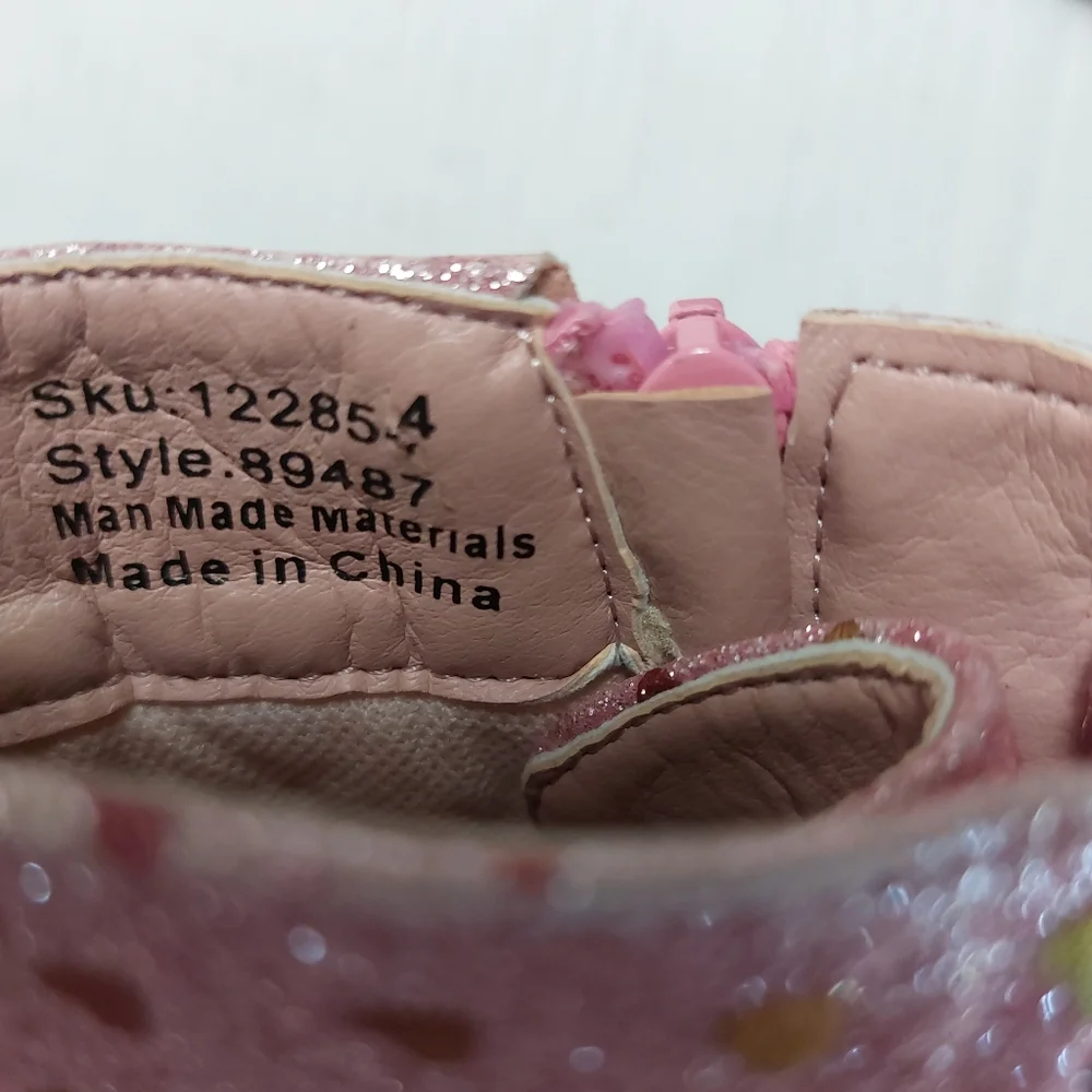 Girls Pink Glitter Combat Boots Size 13